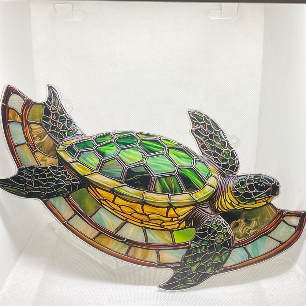 Suncatcher Acrylic Green Turtle Decorative Faux Stained Glass New
